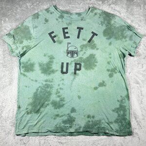 Disney Parks Star Wars Boba Fett “Fett Up” Green Tie Dye Graphic Tee‎ XL